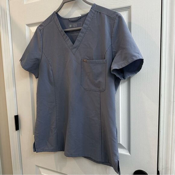 Figs Catarina One Pocket Scrub top vapor blue slim fit size M - Picture 2 of 8